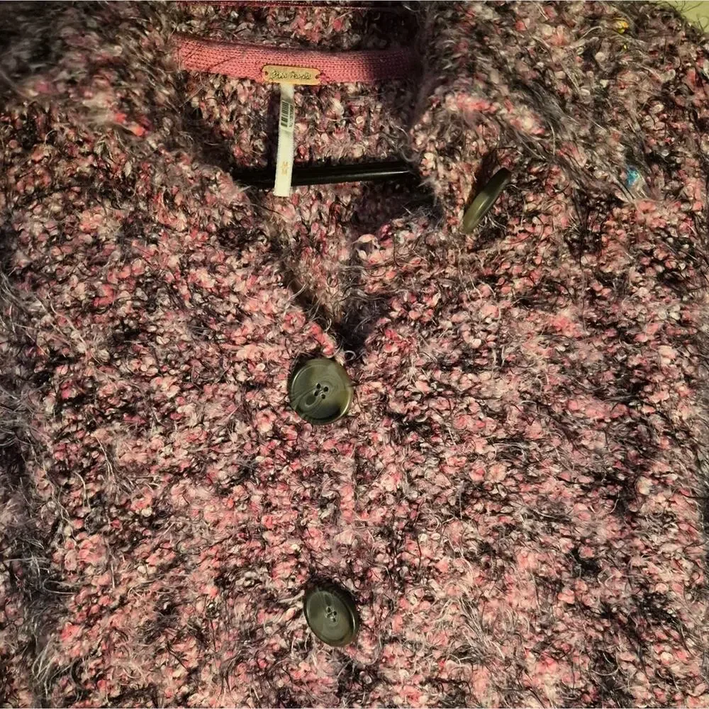 NWOT Free People Stella Collar Sweater In Shocking Pink